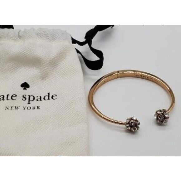 Kate Spade Gold Tone Rhinestone Hinged Cuff Bracelet - Picture 5 of 10